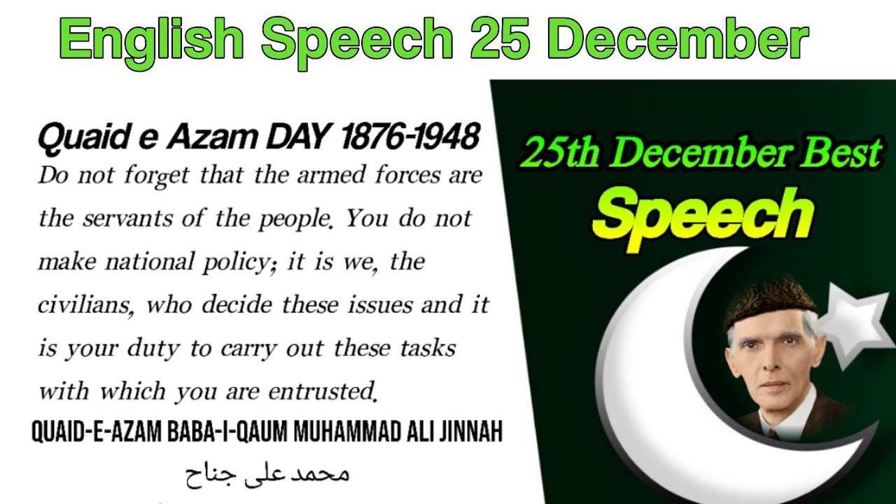 Speech on Quaid-e-Azam Muhammad Ali Jinnah in English